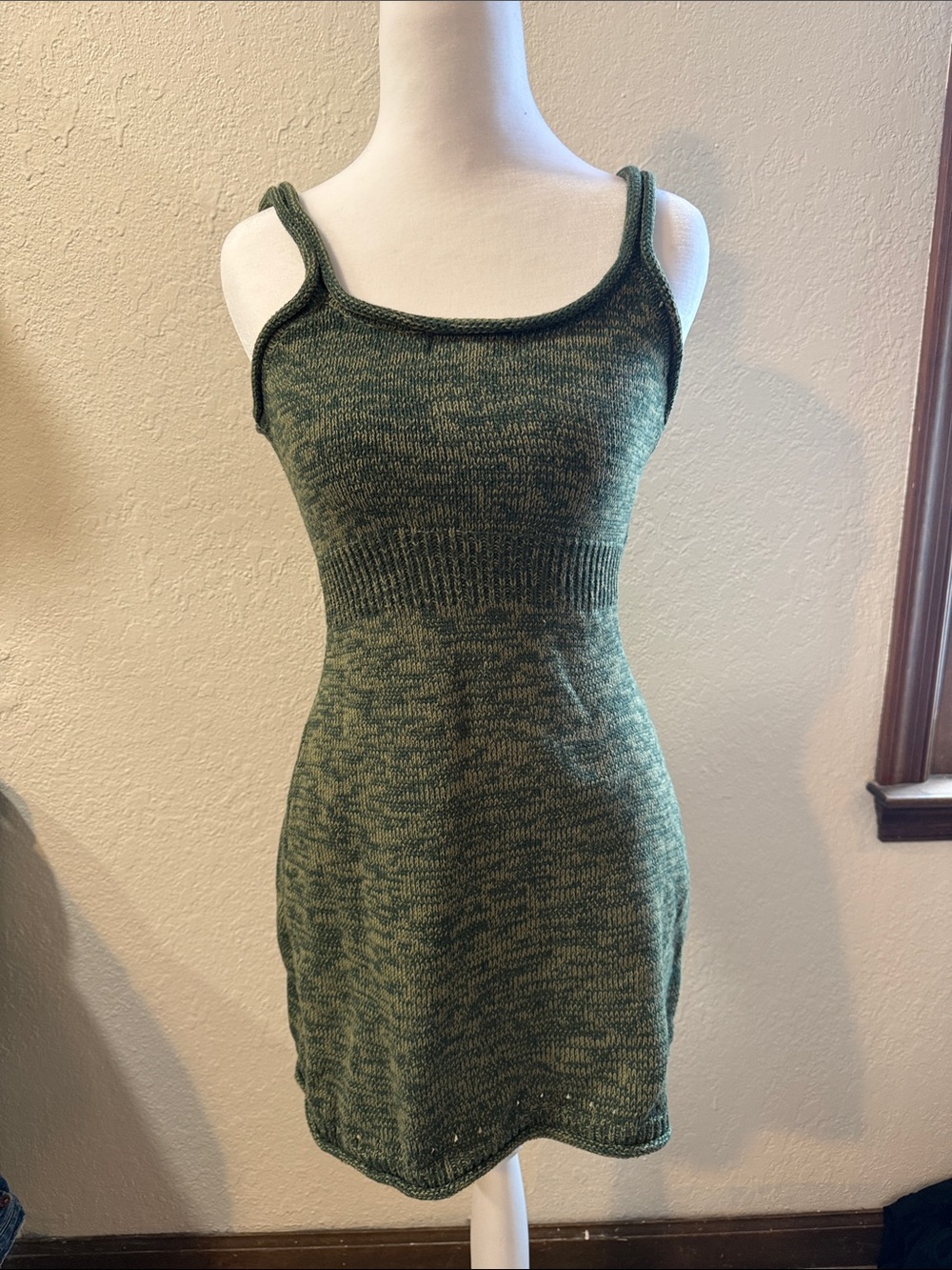 CROCHET dark green mini dress